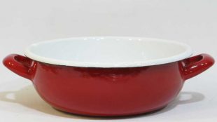 Enamel Salad Bowl with Handle Red