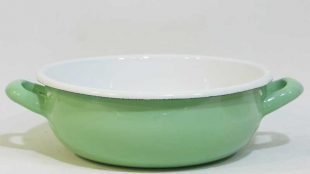 Enamel Salad Bowl with Handle Mint Green