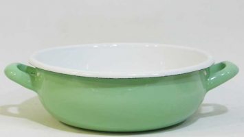 Enamel Salad Bowl with Handle Mint Green