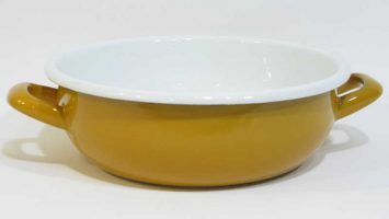 Enamel Salad Bowl with Handle Oxide Yellow
