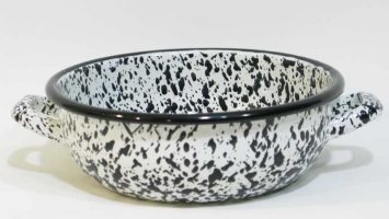Splatter Bowl With Handle Black