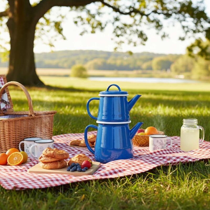 Camlica Home markalı, 7512 kalite çelikten ve 850°C'de pişirilmiş parlak kırmızı emaye çaydanlık seti. Gerçek kaliteyi anlamanın 5 kritik kuralı.